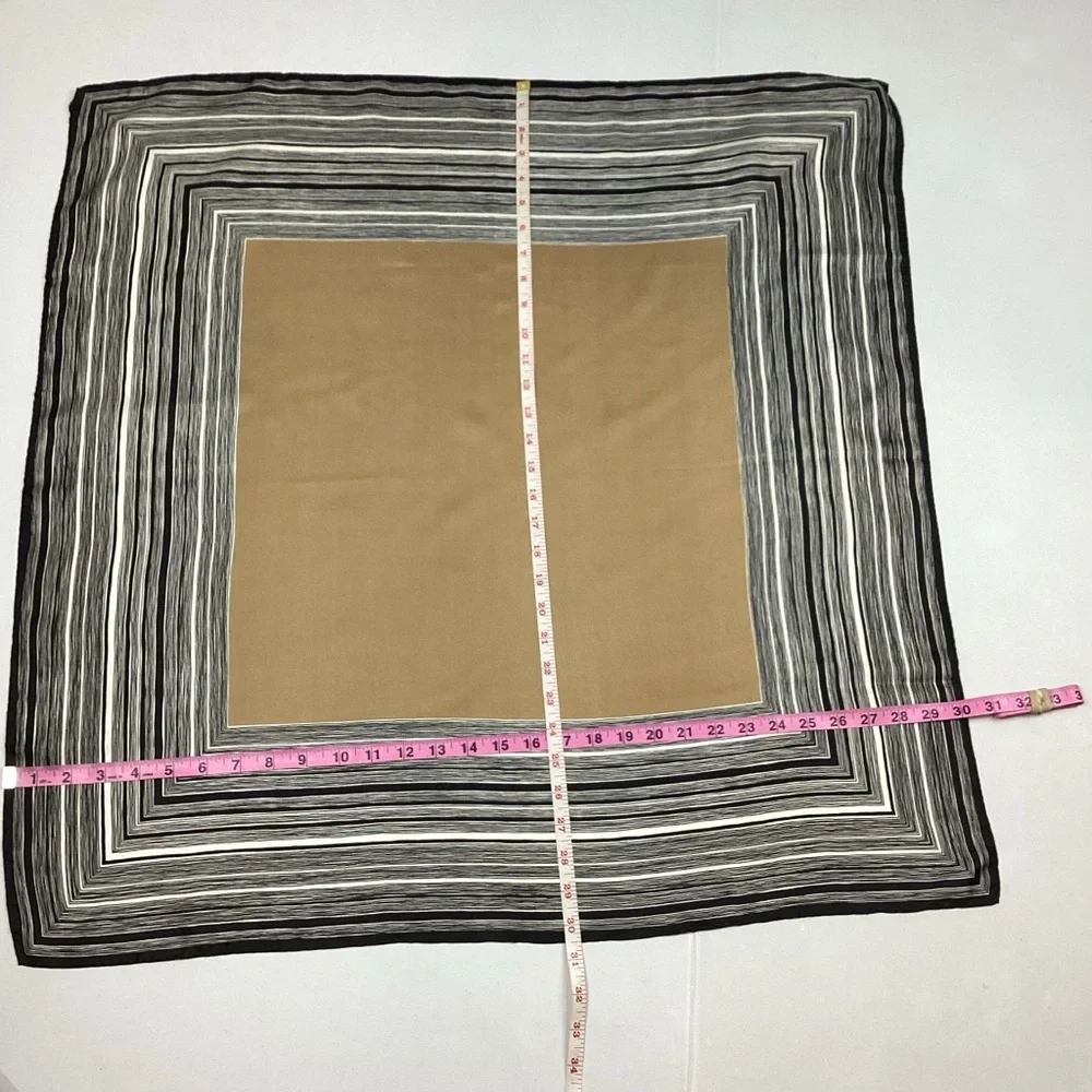 Vintage Baar & Beards Inc. Silk Scarf Black, White & Tan